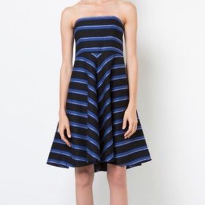 Halston Heritage Black and Blue Strapless Dress